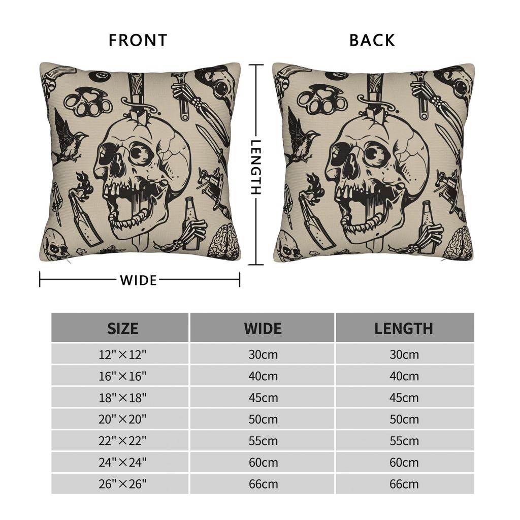 Pillow Cover Black Grey Skull Face Día De Los Muertos Kawaii Pillow Case For Sofa Bedroom Home Decor Pillowcases