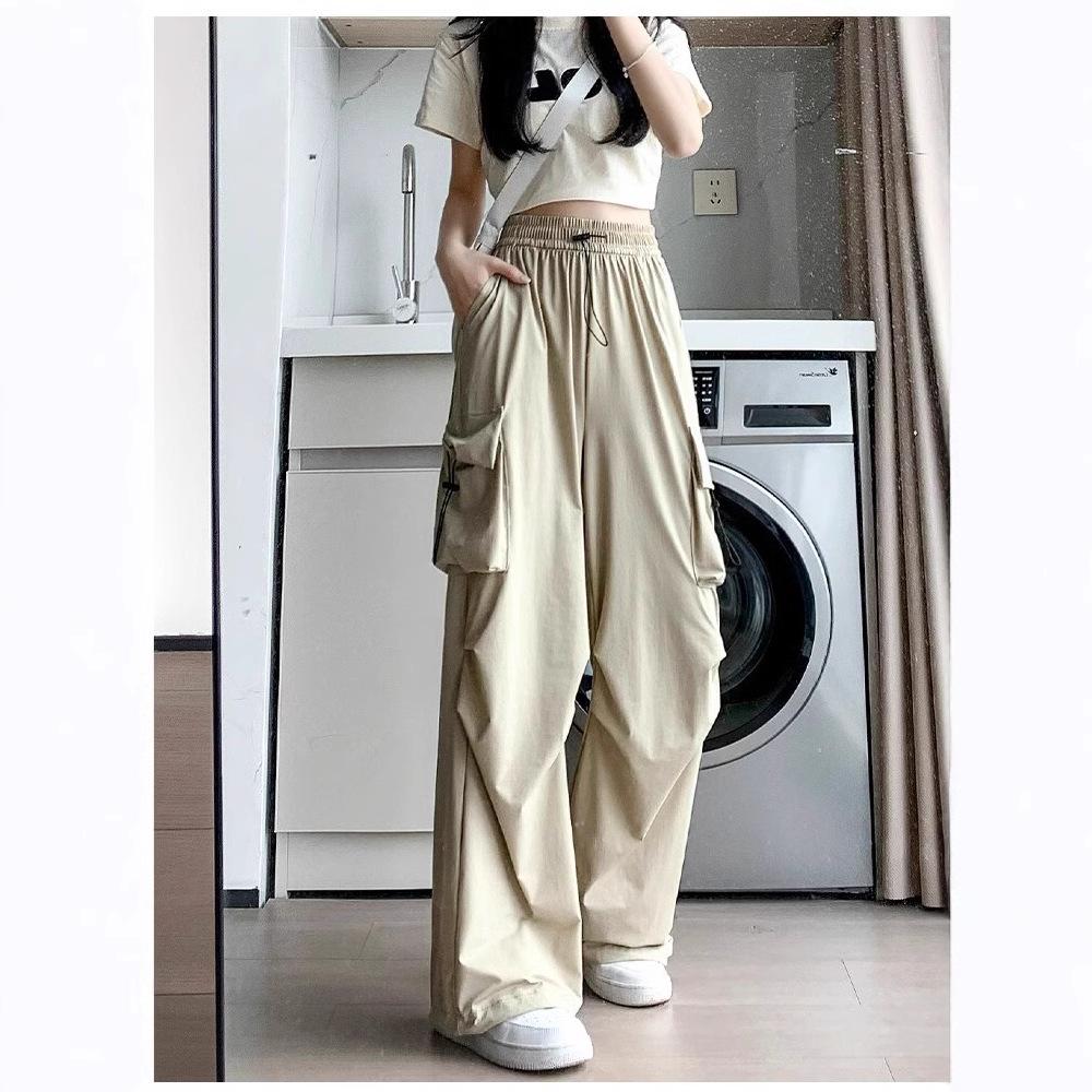 Women's Petite Quick-Dry Cargo Joggers - Summer Wide-Leg Loose Fit Pants