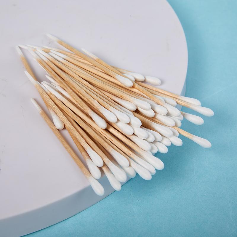 50 Pezzi Bastoncini Cotone Doppia Testa Trucco Donna Punta per Bastoncini Legno Medicali Pulizia Naso Orecchie Strumenti per la Salute