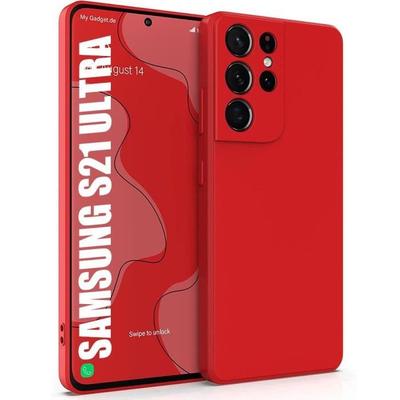Etui ochronne - BOOLING - dla Samsunga Galaxy S21 Ultra - Miękki żel silikonowy - Czerwony - Odporny na wstrząsy