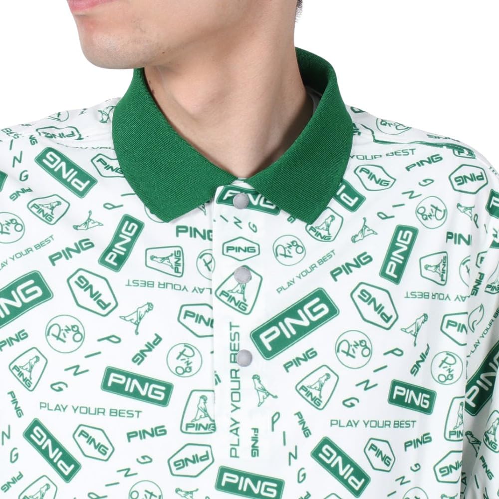 Short Sleeve Polo Shirt Golf X Green S [Pin Apparel] Men's (All-over Print) / / 621-5160221 031_White