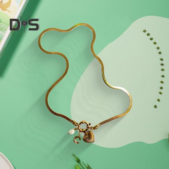 Initial Letter Necklace for Women Gold Plated Love Heart Faux Pearl Pendant Necklace Snake Chain Jewelry for Wife Girlfriend