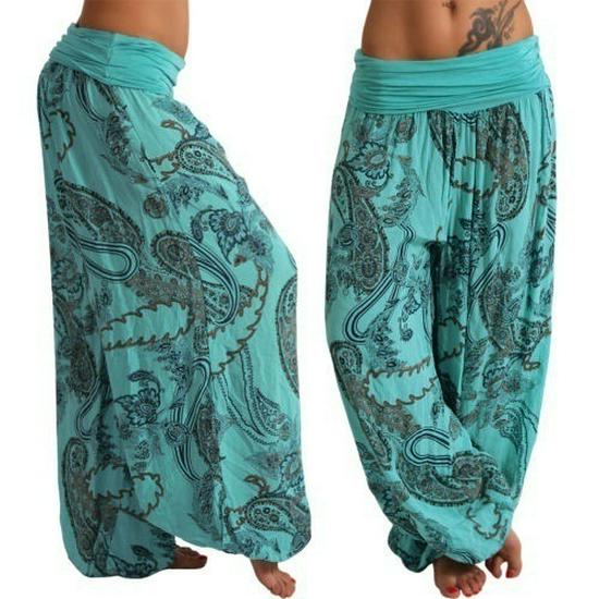 

European & American Digital Print Wide-Leg Casual Pants, In Stock 4XL зелений