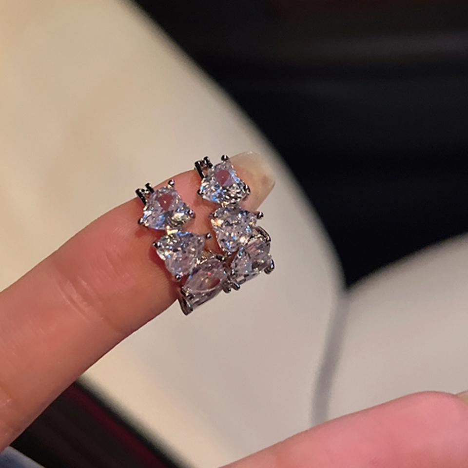ZAKOL Изысканные серьги-кольца в форме прозрачного сердца из кубического циркония, новые трендовые, с посеребрением, свадебные аксессуары для ушей