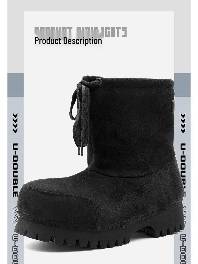 Women's 2025 Winter Thick-Soled Snow Boots: Fashionable, Non-Slip, Ugly-Cute Ski Boots with Drawstring for Big Toes; Thickened and Warm.