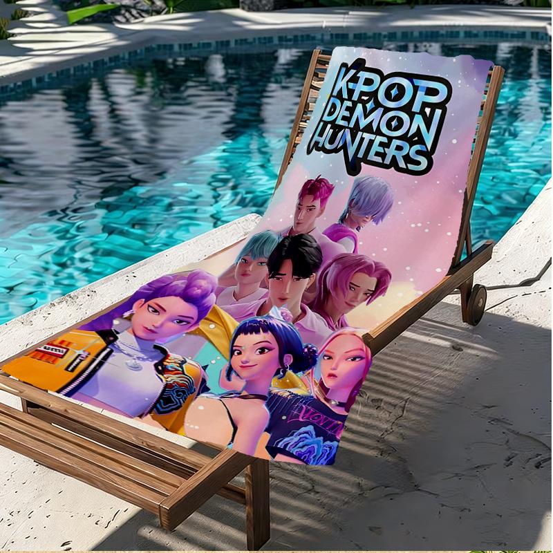 KPop Demon Hunters Print Beach Towel, Versatile Lightweight Absorbent Beach Towel for Pool Surf Yoga Bathroom, Perfect Birthday Holiday Gift