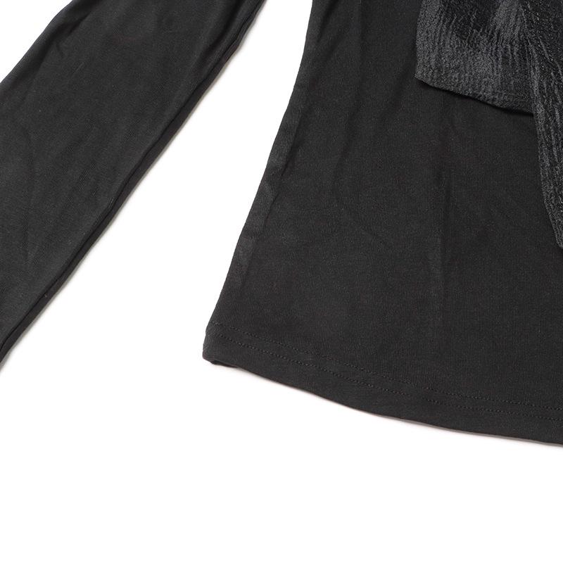 2025 Frühling Damen Trendiges Wickel-Langarm-Unifarbenes T-Shirt