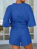 Womens 3/4 Sleeve Lounge Set Oversized Top and Elastic Waist Shorts