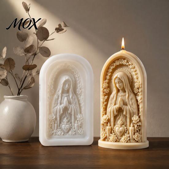 Religious Candle Making Silicone Molds Jesus 3D Mold, Good Shepherd Virgin Spiritual Home Decor Wax Casting Tools Mary Mold for DIY Projects