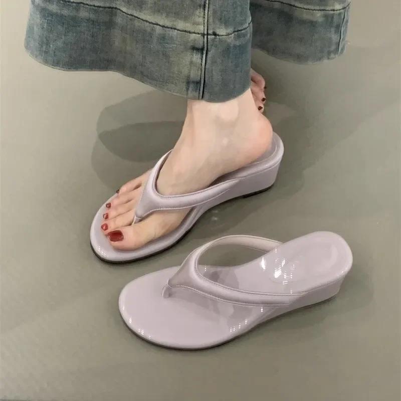 Fashion Ladies Shoes On Sale 2025 Hot Sale Flip Flops Women's Slippers Outdoor Casual Slippers Women Round Toe Wedges Shoes for Women