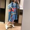 Women T-shirt Dress Plus Size Long Dress Cartoon Home Nightdress