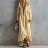 Hooded European and American New Casual Long-sleeved Dress Blue Yellow Dark Green Cotton