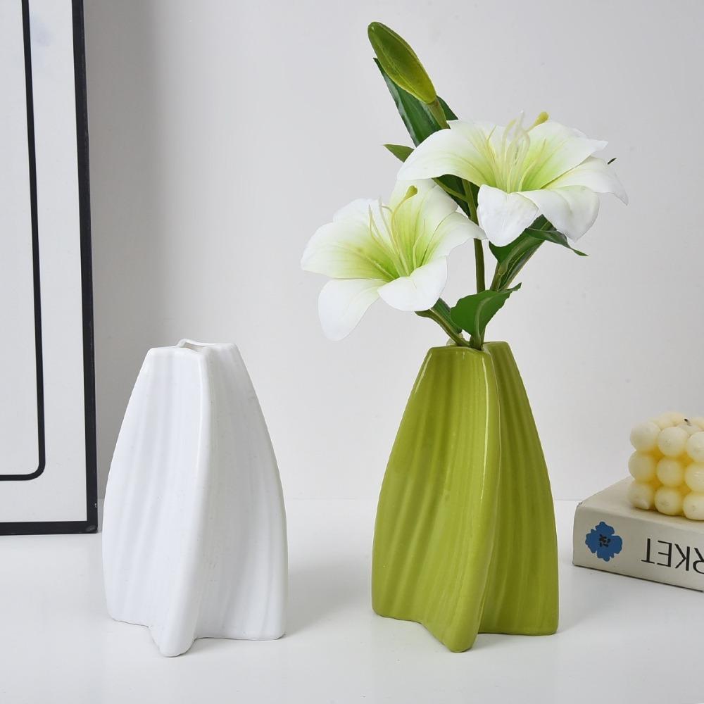 Creative Plastic Irregular Vase High-end Solid Color Water Cultivation Vase Desktop Decoration Flower Arrangement Vase