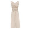 Lace Up Ruffle Sleeveless Women's Solid Color Summer Jumpsuit Straight Trousers