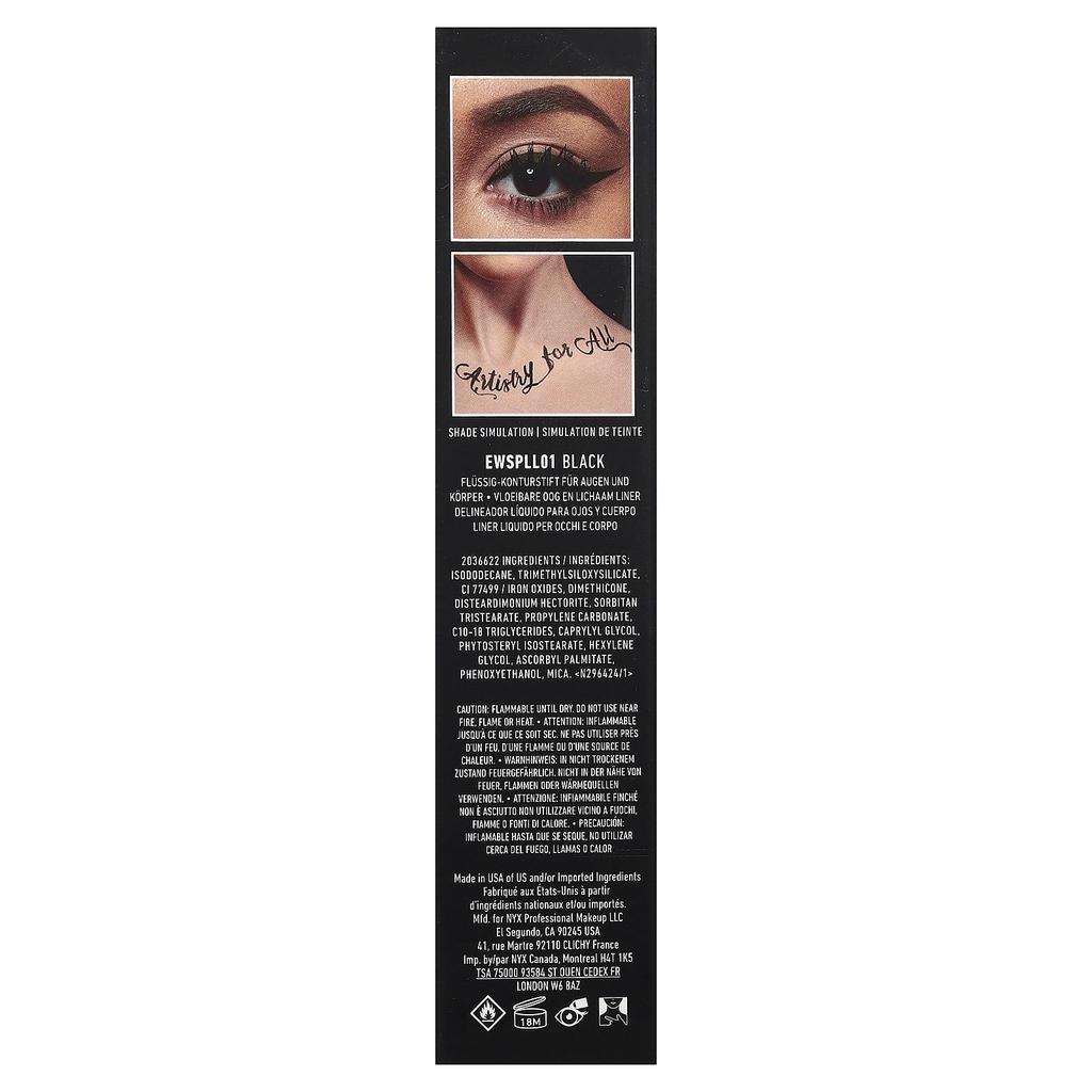 NYX Professional Makeup, Epic Wear, Waterproof Eye & Body Liquid Liner, 01 Black, 3.5 ml (0.12 fl oz)