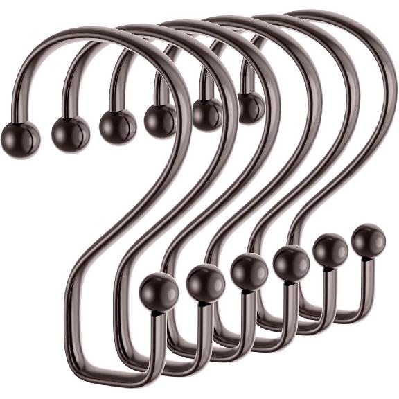 Shower Curtain Hooks Rings, 12 Pcs S Shape Shower Curtain Hooks, Rust Proof Shower Curtain Rings, Shower Hooks for Shower Curta, Kitchen Utensils,