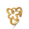 Stainless Steel Hollow Flower Open Ring For Women Trendy Simple Adjustable Ring Party Jewelry Acceessory Gift