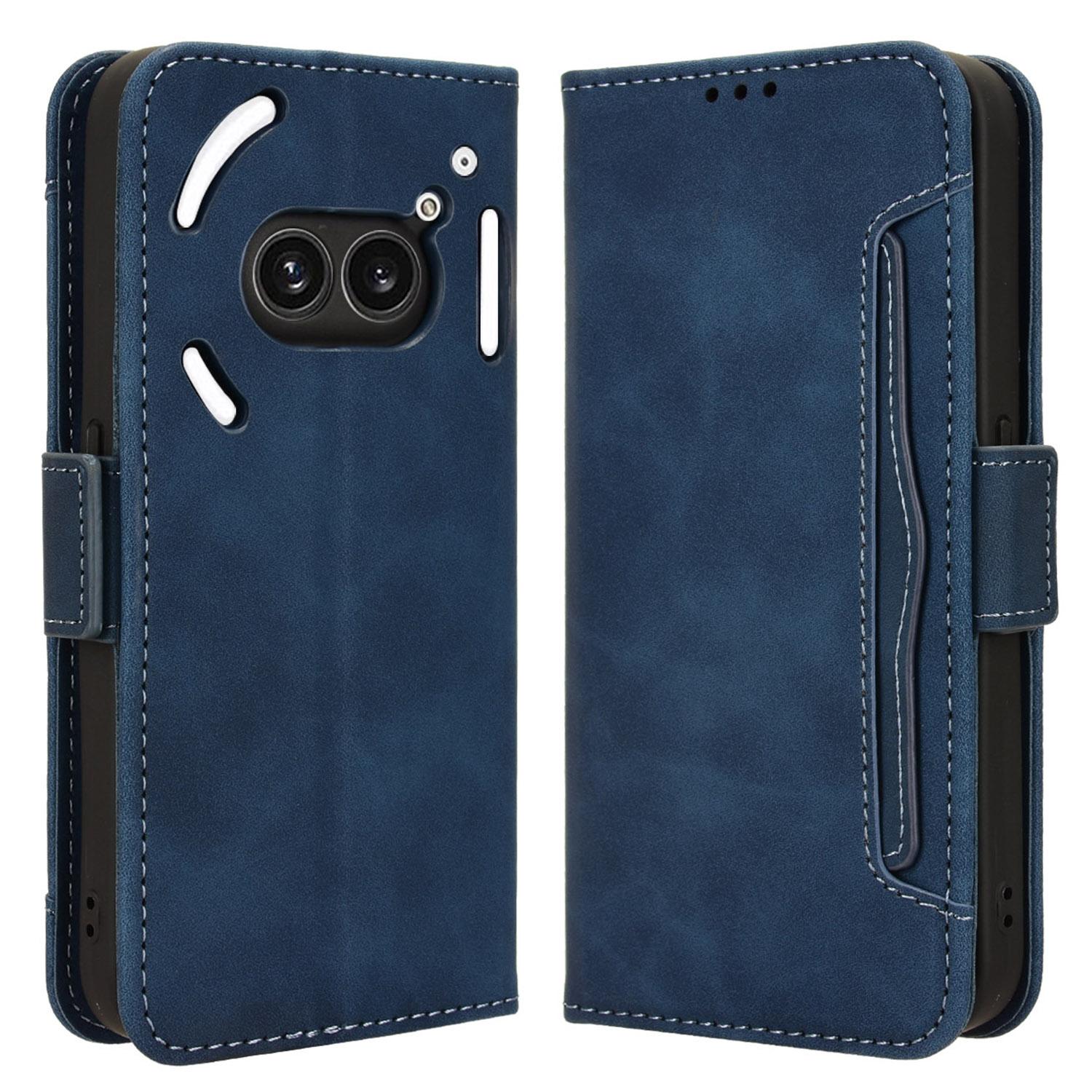 

Ни за что Телефон (2а) Плюс/Телефон (2а) Кожаный чехол с несколькими отделениями для карт, магнитной застежкой, чехол для телефона Blue