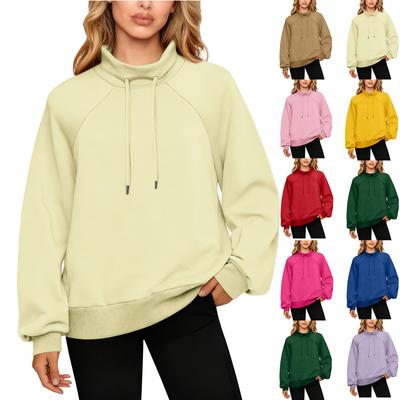 Damen Stehkragen Sweatshirt Oversized Rollkragen Kordelzug Pullover Langarm Oberteil