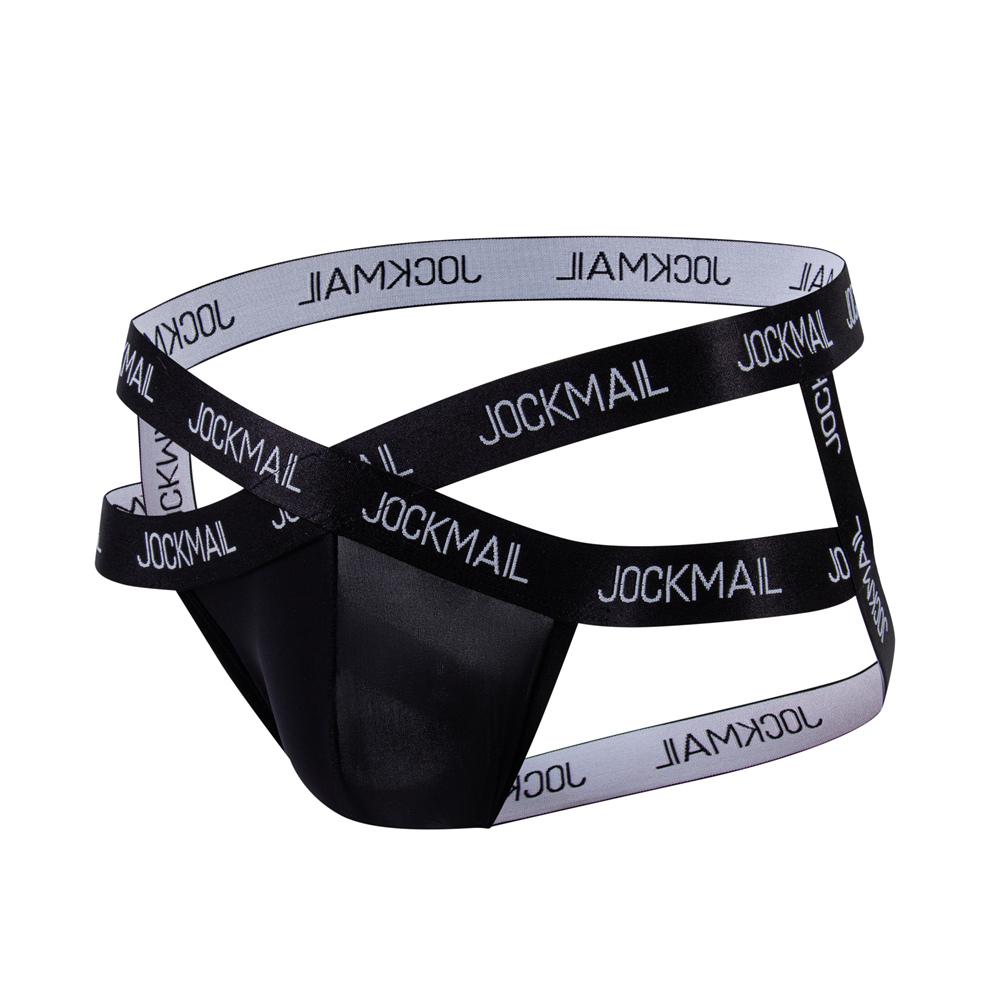 Jockstraps JOCKMAIL Sexy Cross Band mit Gummiband, Buchstabenaufdruck, einfarbig, Eisseide-Stoff, tägliche lässige Low-Rise Herren-Stringunterwäsche