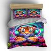 Tiger wearing vibrant headphones. Bedding sets Duvet cover sets Duvet covers Pillowcases(1 * Duvet Cover 2 * Pillowcases without duvet insert)