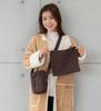 Puff design mini shoulder soft and silver pouch included [Sleeping Sheep] bag, lightweight, hardware, (brown)