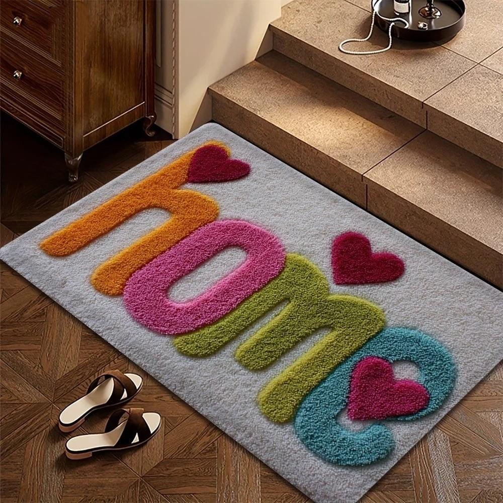 Flower Letter Absorbent Mat Love Heart Door Mat Stain-resistant Floor Mat  Entrance Hall