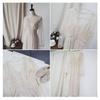 Spring Elegant Solid Dress Lady Button A-Line Female Puff Sleeve V-Neck Lace Mesh Dress