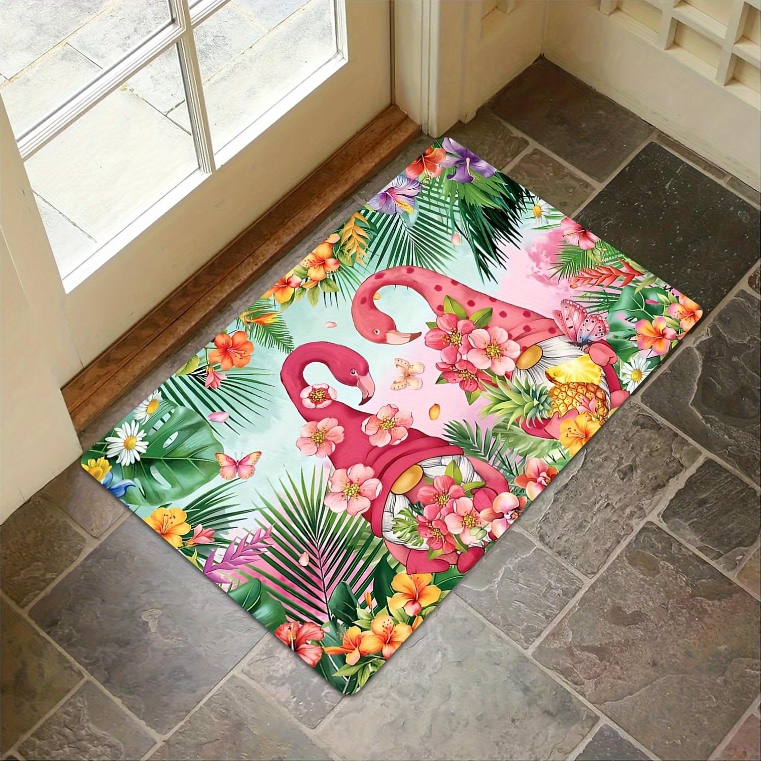 

Tropical Flamingo Doormat - Vibrant Floral and Leaf Design for Exotic Home Entrance, Perfect for Welcoming Guests 40x60cm