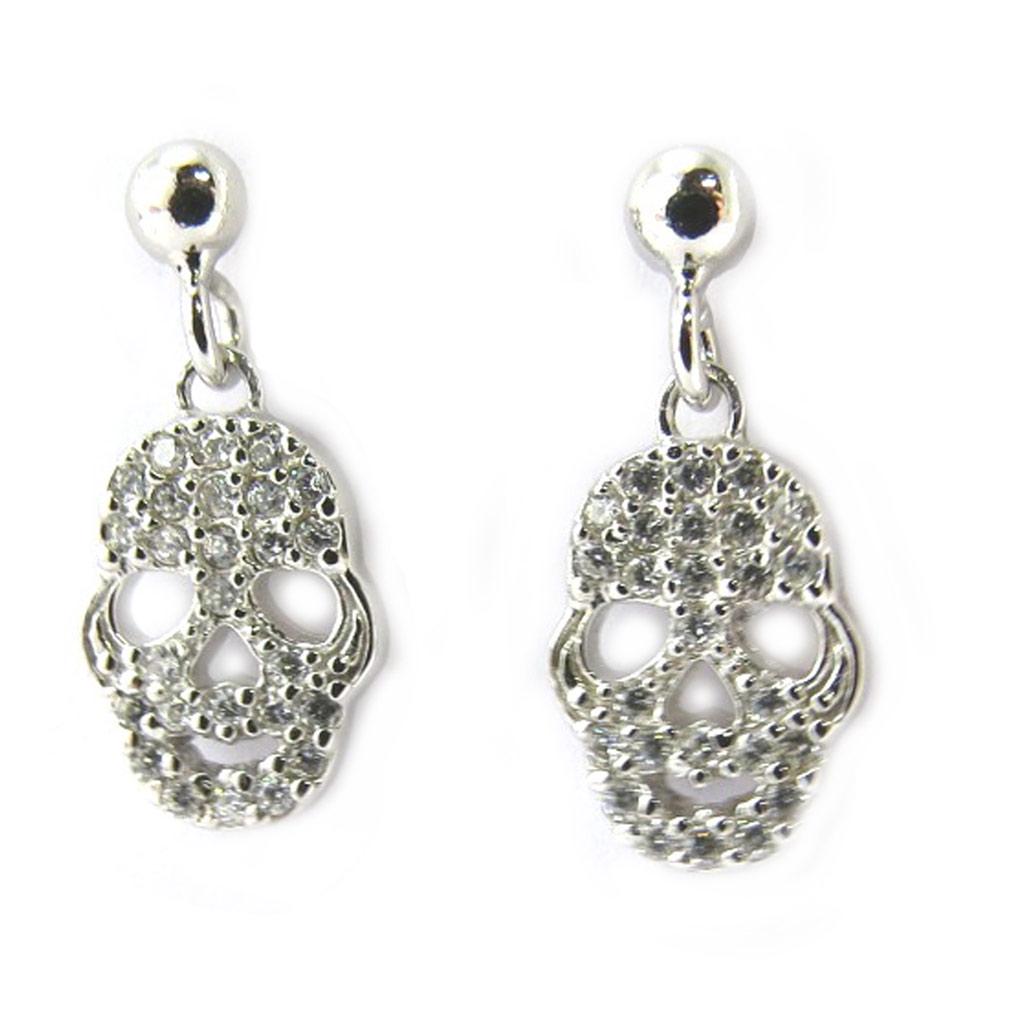 Les Trésors De Lily [M1736] - Boucles Argent 'Tête de Mort' blanc