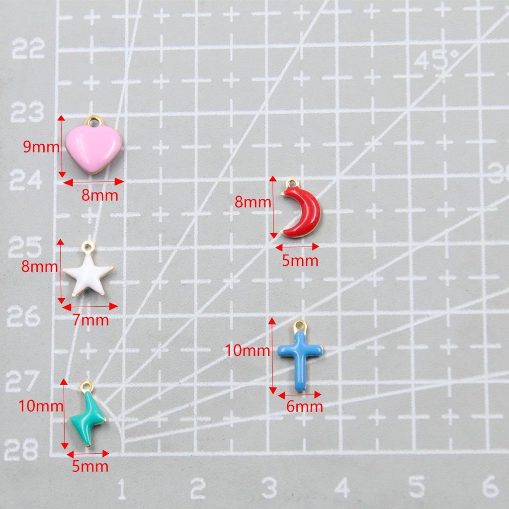 5pcs Double-Sided Stainless Steel Enamel Drip Oil Lightning Charm Pendants for DIY Bracelets and Necklaces