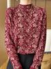 Dark Floral Half-High Collar Sweater for Women - Autumn/Winter Knitwear, Versatile Stylish Base Layer Top