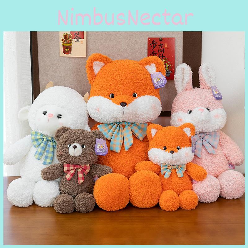 Teddy Bowknot Plaid Bear Sheep Fox Rabbit Plush Toy Stuffed Animal Gift Doll
