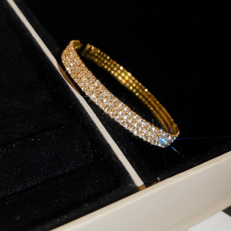 Galaxy Shine~ Diamond-encrusted round multi-layer open bracelet light luxury high-end bracelet temperament dinner party exquisite jewelry