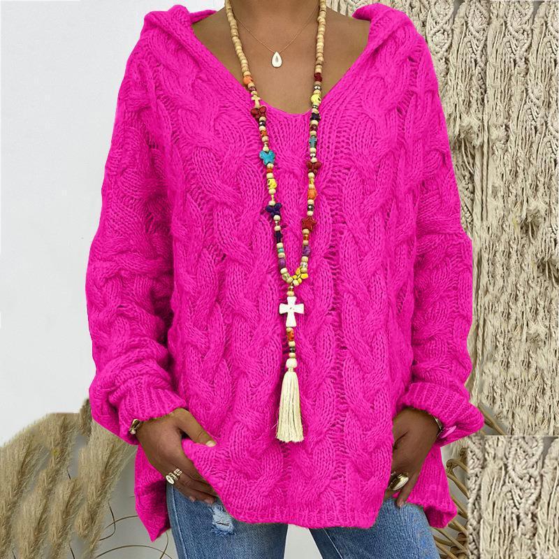 Women Autumn Knitted Sweater Casual Solid Hooded Pullovers Europe Style Jumpers Streetwear Women's Clothes
