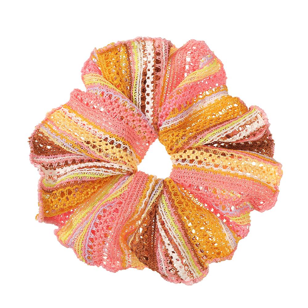 Oversize Knitted Rainbow Elastic Scrunchie Hair Bands Girls Hair Accessories Ethnic style Headband Ponytail Holder