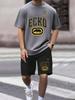 Men's Ecko T- Shirt And Shorts Set- Gray Rhino Graphic- Street Style-  Fashion, Ideal For Those Who Love Urban Aesthetics.