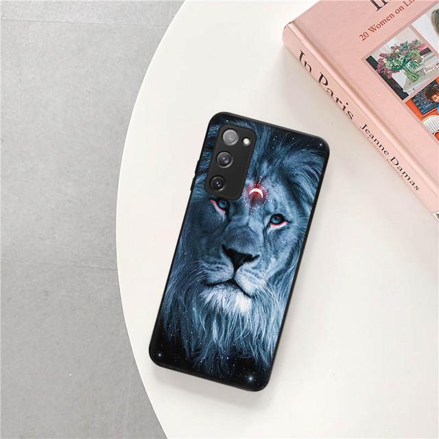Schwarze Silikon Super Löwe Muster Handyhülle für Samsung Note 20 Ultra 10 9 8 Galaxy S20 Fe S21 S22 5g S10 Plus Matte Soft Cover