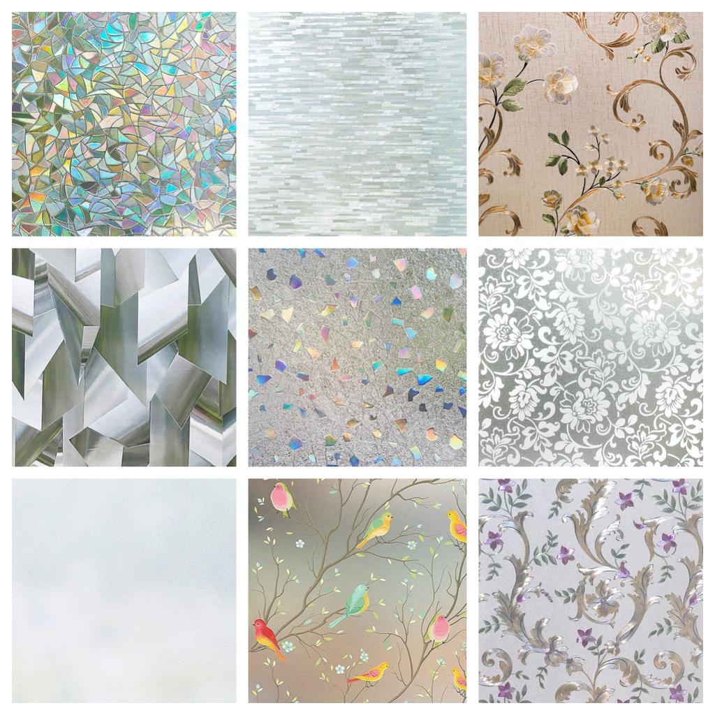 75/90 cm duhová okenní soukromá fólie, dekorativní vitrážové samolepky na okna, statická přilnavá holografická bez lepidla, matná, anti-UV