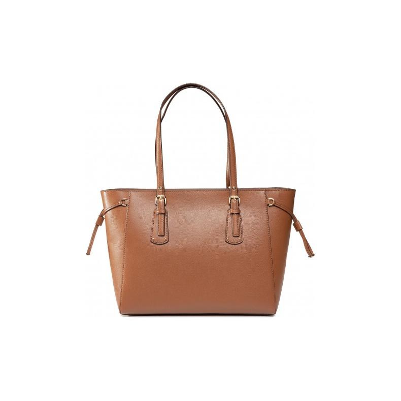 Michael Kors MK Voyager Letter Logo Pendant Solid Color Leather Catfish Bag Medium Women handbags Brown 30H7GV6T8L-LUGGAGE