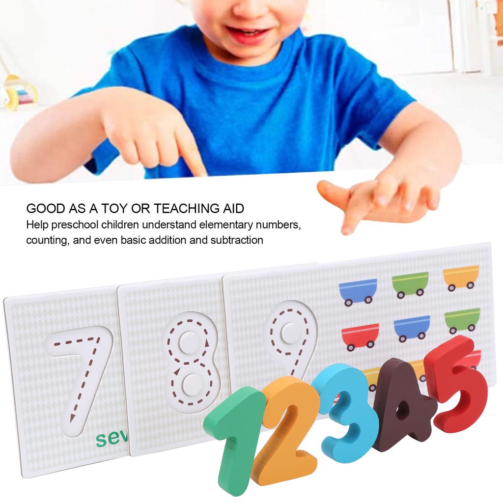 Toddler Kids Math Flash Cards Wooden Number Blocks Cards Children rly Educational Toy