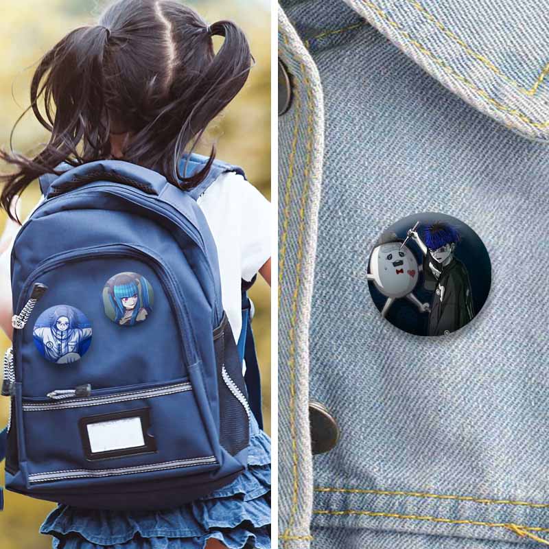 Anime Game Series The Hundred Line Last Defense Academy Badge Cartoon Round Brooch Pins on Backpack Hat Accessories Jewelry Gift