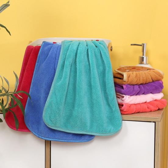 Hanging Towel for Hand Drying Cleaning Towel with Hanging Ring Absorbent Towel for Bathroom Kitchen Wiping