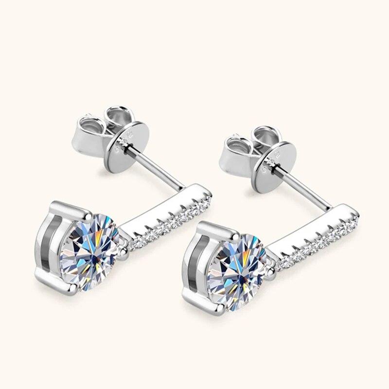 D Color 1ct  Zircon Drop Earrings for Women  Sterling  Plated Wedding Earring