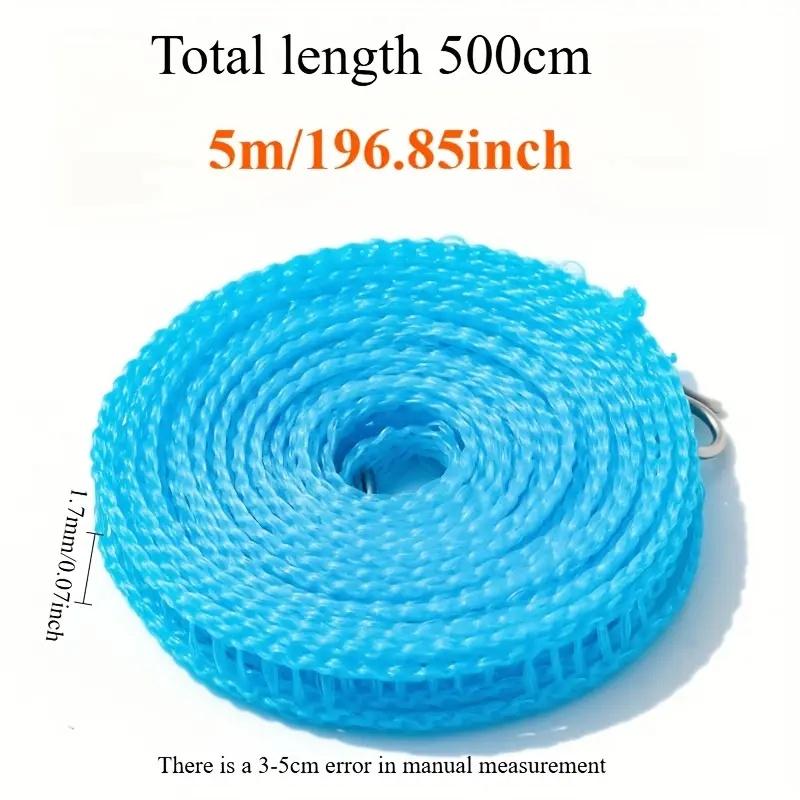 Windproof Retractable Clothesline, 5m - Adjustable Travel Laundry Line for Indoor/Outdoor, Camping, Home & Hotel Use