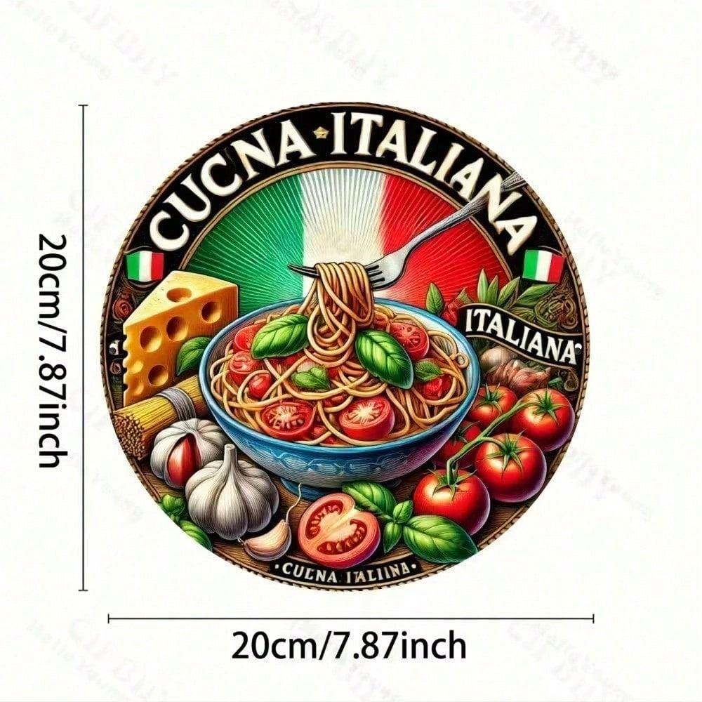 Round Metal Sign Italian Japanese Kitchen Decor 20x20cm