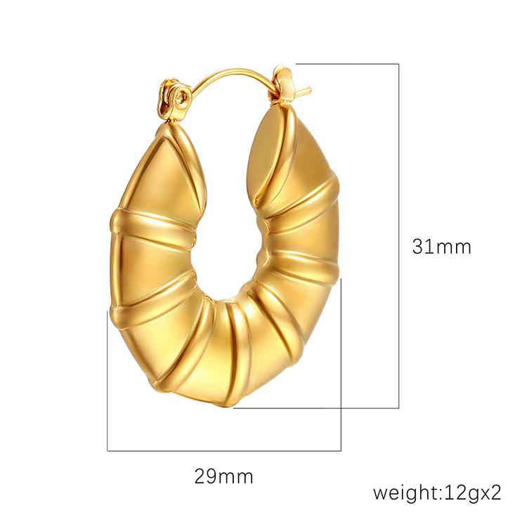 Solid Bamboo Stainless Steel Earrings, High-end Simple Women's 18K Trend Earrings