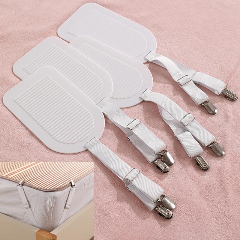 Bed Sheet Clips Adjustable Bed Sheet Holder Straps Set of 4 Elastic Fitted Bedding Non Slip Invisible Fasteners for Home Hotel