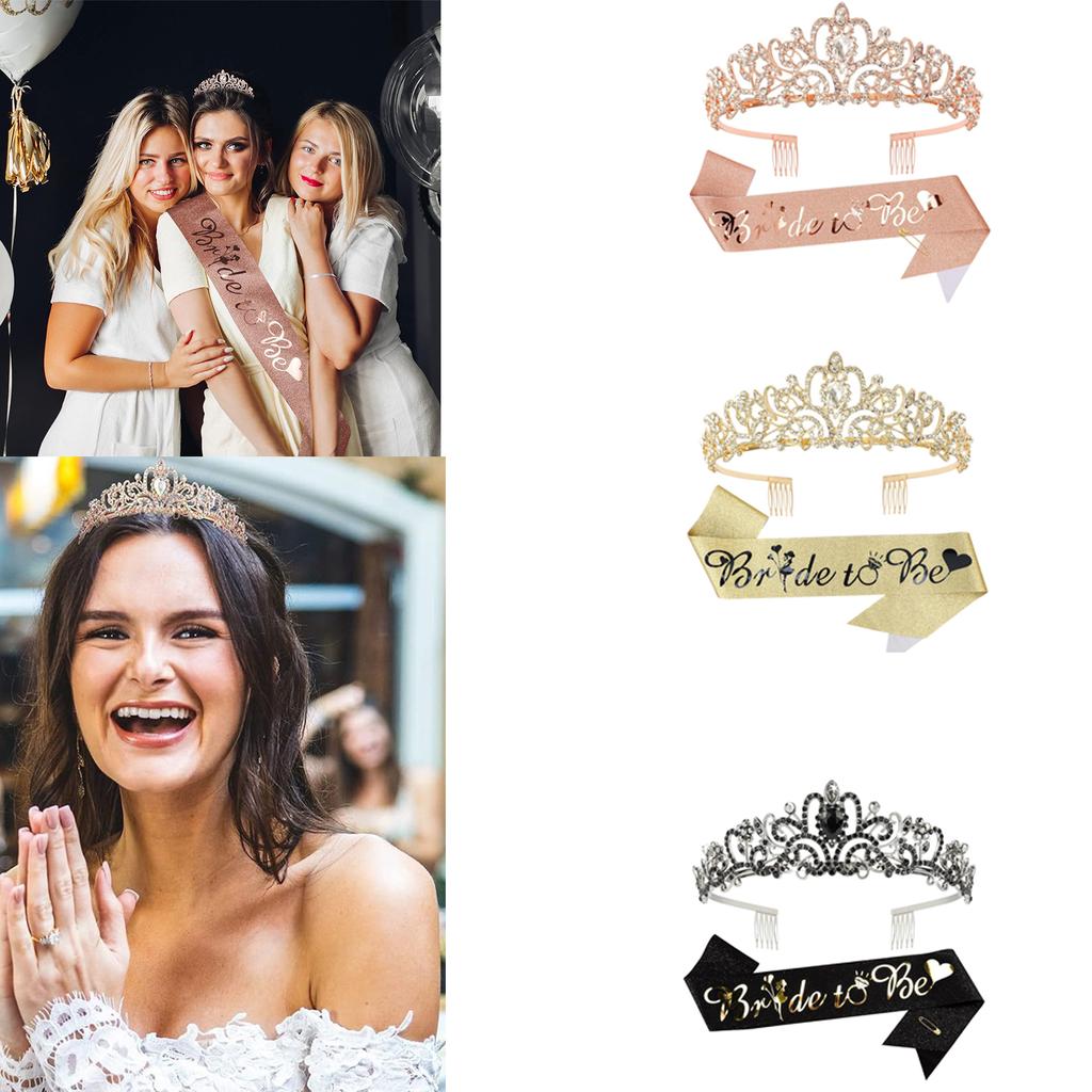 Hen Party Bride To Be Headband Crown Sash Accessory for Bride Hen Night Bachelorette Party Decorations Gift