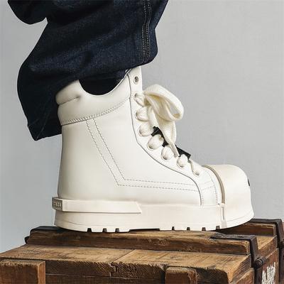 Black and White Couple High Top Shoes Trendy Quality Design Style Leisure Outdoor Party Daily Thick Soled Youth Shoes